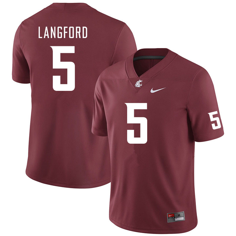 Washington State Cougars #5 Derrick Langford College Football Jerseys Sale-Crimson